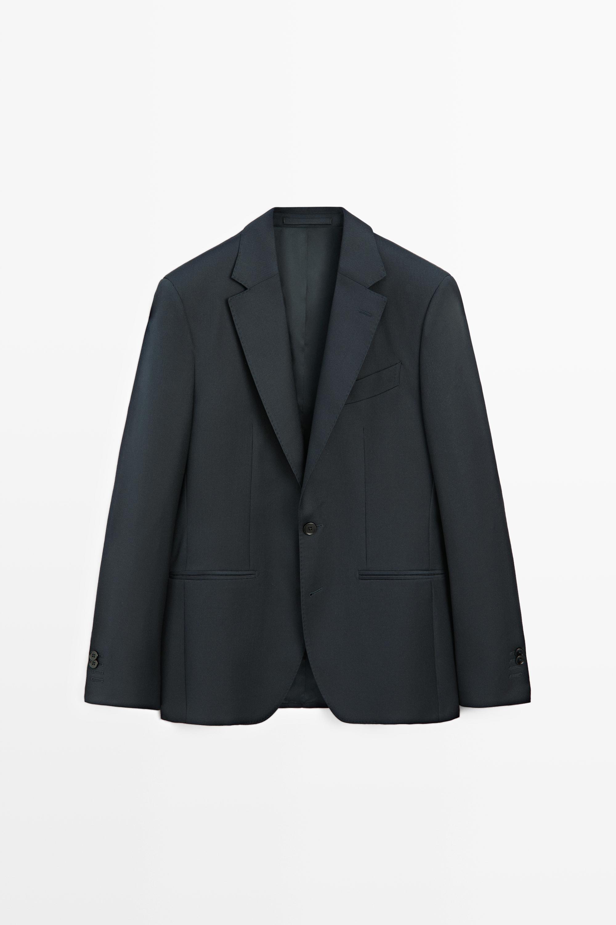Striped wool blend suit blazer